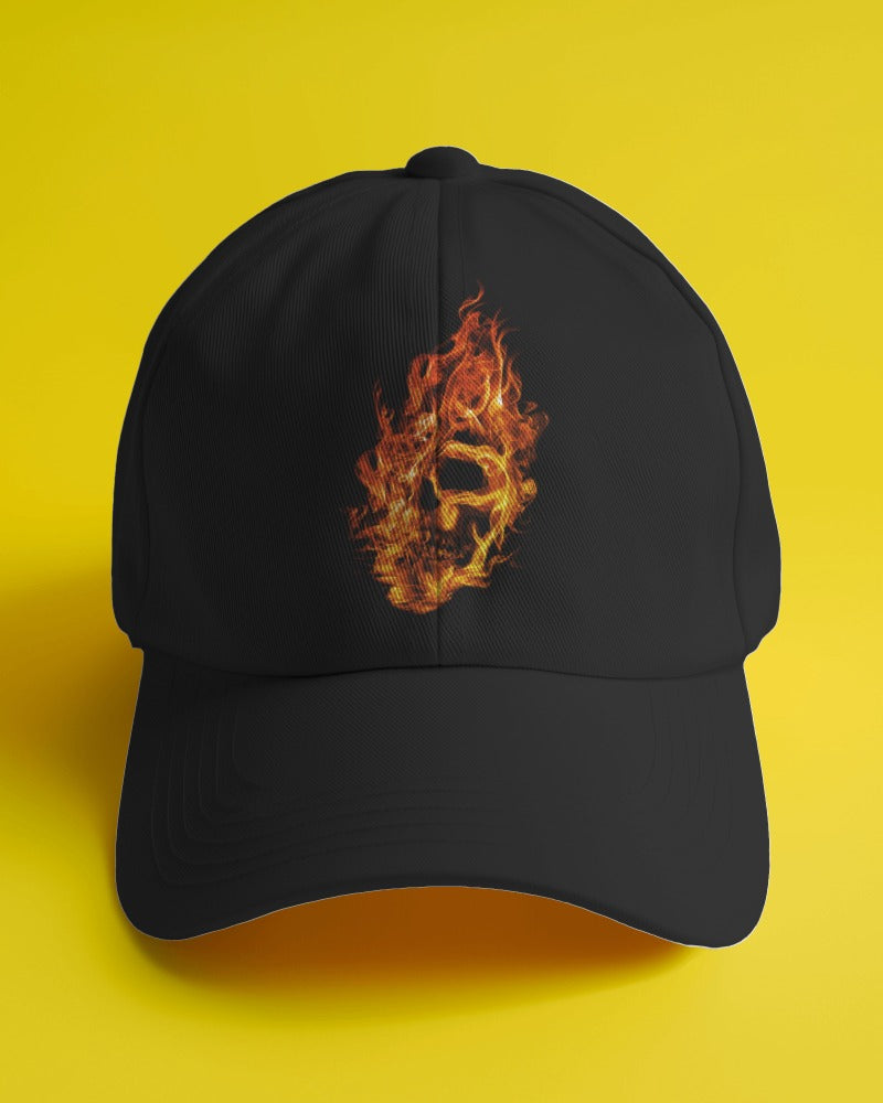 Fire Skull Print Cap (Unisex)