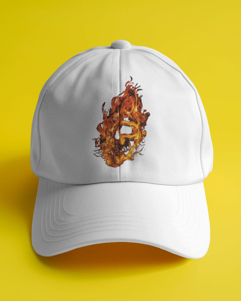 Fire Skull Print Cap (Unisex)