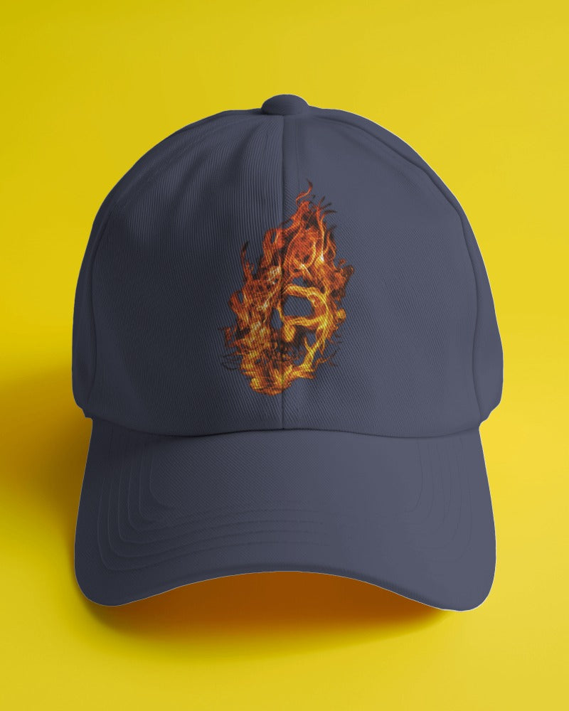 Fire Skull Print Cap (Unisex)